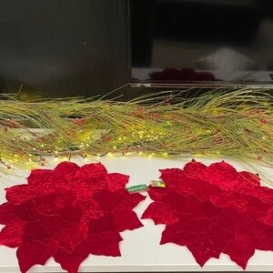 NWT $20 Hobby Lobby Burgandy velvet Poinsettia Placemats set of 2